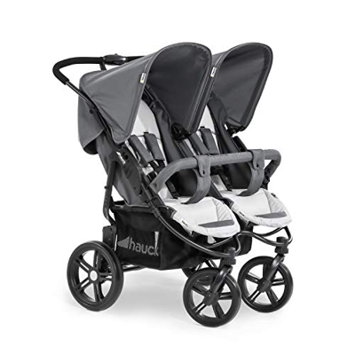 Hauck Passeggino Doppio Roadster Duo SLX, Due Bambini Età Diversa o Gemelli, Robusto, Grandi Ruote, Posizione Nanna dalla Nascita, 36 kg Portata, Pieg