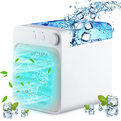 Climatizzatore Portatile Mini Raffreddatore D'aria 4 in 1 USB Ricaricabile Personale Ventilatore del Condizionatore d'aria Mobile Silenzioso Umidifica