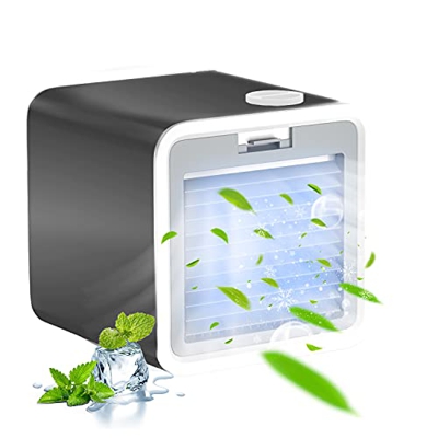 Mini Condizionatore Portatile, VALLIO 3-en-1 Climatizzatore - Raffreddatore d'Aria/Umidificatore/Ventilatore del Condizionatore Mobile Silenzioso, 3 V