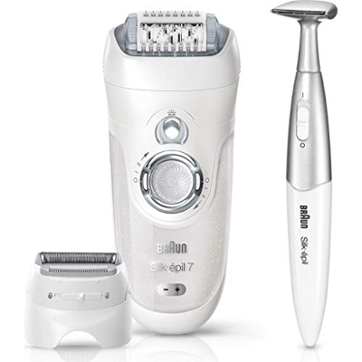 Braun Silk-Épil 7 7-561 Wet&Dry Epilatore Elettrico senza Fili con 6 Accessori, white