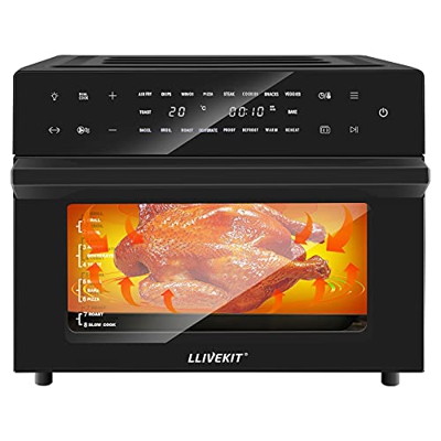 LLIVEKIT Friggitrice ad aria calda, 18 in 1 Forno ad aria, 30L Air fryer, senza Olio, LED Touch Screen, Timer e Temperatura Regolabili, 18 Programmi P