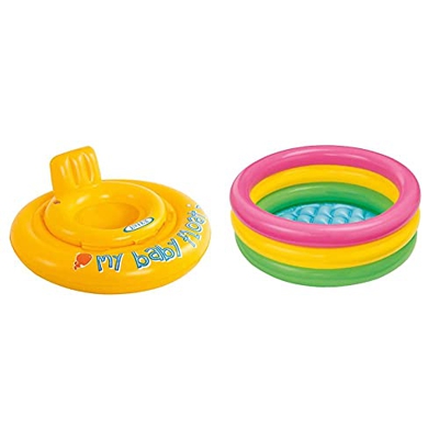 Intex Baby Float Salvagente, Colore Giallo, 70X70X10 Cm, 56585 & 57402Np Piscina Baby Sunset, Multicolore, 61 X 22 Cm