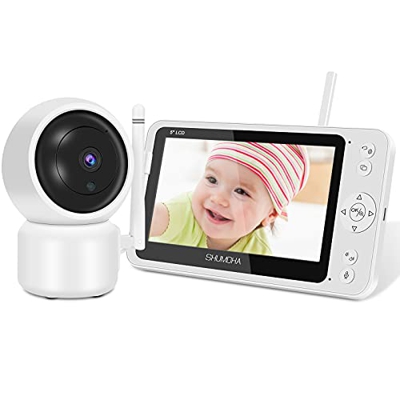 Baby Monitor,SHUMDHA 1080P Videocamera Babyphone con VOX Notturna Visione di Temperatura Ninne Nanne Audio a Due Vie, Attivazione Vocale, Telecamere 2