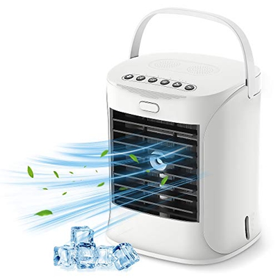 Bcamelys Condizionatore D'aria Portatile, Climatizzatore Portatile, Air Cooler con 3 Velocità del Vento Regolabili, Mini Raffreddatore D'aria (Bianco)