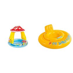 Intex 57114 Piscina Baby Fungo, 102 X 89 Cm & Baby Float Salvagente, Colore Giallo, 70X70X10 Cm, 56585 características