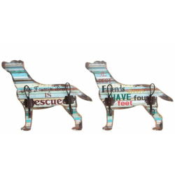 Appendiabiti Ferro Legno MDF Cane (2 pcs) (31 x 5 x 24 cm) - Dkd Home Decor en oferta