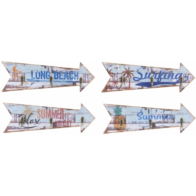 Appendiabiti Legno Metallo Spiaggia (4 pcs) (30 x 3 x 10 cm) - Dkd Home Decor