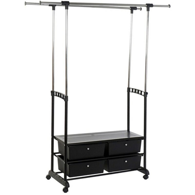 Appendiabiti con ruote Nero Acciaio polipropilene (93 x 42 x 168 cm) - Dkd Home Decor