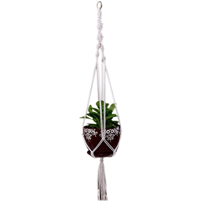 Macrame Plant Hanger Tessuto decorativo portavasi da fiori Indoor Outdoor Hanging Planter Cesto fatto a mano in corda di cotone Decorazioni per la