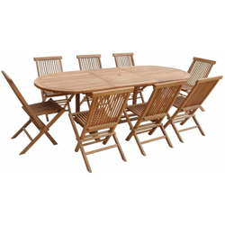SALENTO - tavolo di montaggio estendibile giardino ovale e sedie pieghevoli teak - 180-240 CM - 8 persone - Sedie X 8 - Beige naturale características