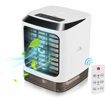 Happyshopping - Mini condizionatore d'aria portatile con telecomando 433MHz Desktop Air Cooler Umidificatore Mini ventola USB con luce a LED per casa