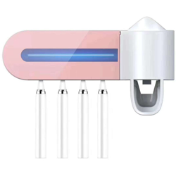 Disinfettante UV per spazzolino da denti Porta spazzolino da bagno a parete senza unghie con distributore automatico di dentifricio Ricarica USB per en oferta