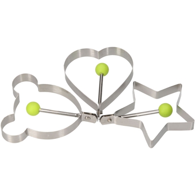 Happyshopping - 3 pezzi di anelli per uova in acciaio inossidabile Forme per uova Formine per biscotti Stampo per biscotti Stampo per stelle a forma