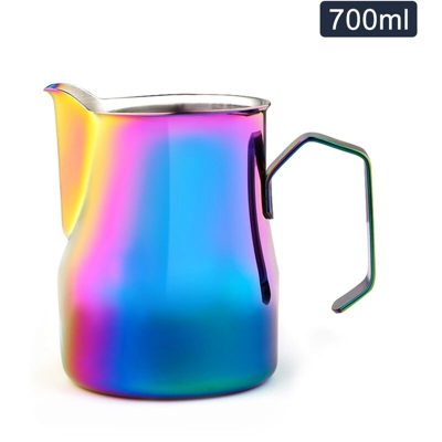 Happyshopping - Misurino per contenitore per schiuma di latte per montalatte in acciaio inossidabile, apparecchio per caffe,Tipo, 700 ml, abbagliante