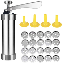 Kit pistola a pressione per biscotti Set pressa per pasticceria con 20 dischi e 4 punte per glassare per creare e decorare biscotti fai da te características