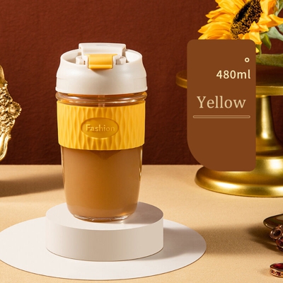 Tazza di vetro estiva Tazza di acqua femminile Tazza di caffe portatile con cannuccia Doppia tazza di accompagnamento Tazza di te al