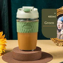 Tazza di vetro estiva Tazza di acqua femminile Tazza di caffe portatile con cannuccia Doppia tazza di accompagnamento Tazza di te al latte,Tipo,480 características