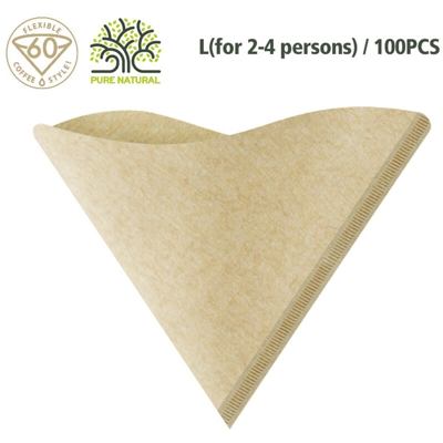 Happyshopping - 100 pz/set a forma di V di carta antigoccia in legno organico caffe in polvere carta da filtro caffettiera a goccia carta da filtro