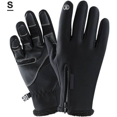 Guanti invernali caldi in pile antivento impermeabile touchscreen sport ciclismo sci bicicletta guanti da lavoro all'aperto,Tipo,nero Taglia S