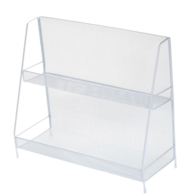 piano Desktop battuto trapezoidale ferro allargando rack di storage di rete, bianco