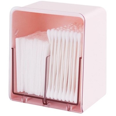 Scatola portaoggetti separata Plastica trasparente Organizer per il trucco Tamponi di cotone antipolvere Portaoggetti per bagno Dispenser per