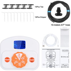 Happyshopping - Controllore automatico del sistema di irrigazione a goccia Emettitore di irrigazione programmabile alimentato a batteria / USB per il características