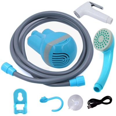 Doccia portatile outdoor / indoor con due teste, USB di ricarica della pompa doccia palmare