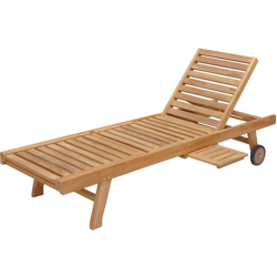 Salento - Lettino pieghevole in teak con ruote e cassetto - Gambe e schienale regolabili - Certified Teak Indonesia - 200 X 65 X 35 CM - massima en oferta