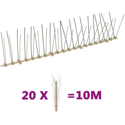 vidaXL Set Dissuasori per Uccelli e Piccioni 20 pz 4 File 10 m