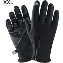 Happyshopping - Guanti invernali caldi in pile antivento impermeabile touchscreen sport ciclismo sci bicicletta guanti da lavoro all'aperto,Tipo,Nero precio