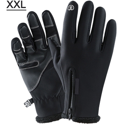 Happyshopping - Guanti invernali caldi in pile antivento impermeabile touchscreen sport ciclismo sci bicicletta guanti da lavoro all'aperto,Tipo,Nero