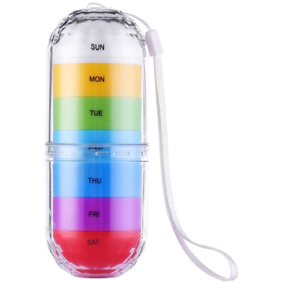Happyshopping - Casa di archiviazione della scatola della medicina di 7 giorni con la piccola scatola di droga rotonda