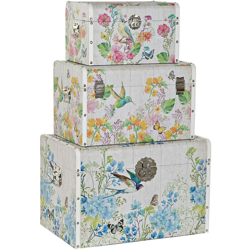 Baule Poliuretano Legno Uccelli (3 pcs) - Dkd Home Decor en oferta