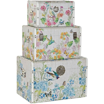 Baule Poliuretano Legno Uccelli (3 pcs) - Dkd Home Decor