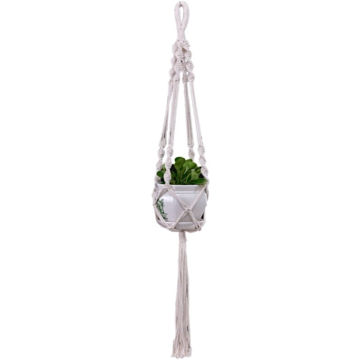 Macrame Plant Hanger Tessuto decorativo portavasi da fiori Indoor Outdoor Hanging Planter Cesto fatto a mano in corda di cotone Decorazioni per la