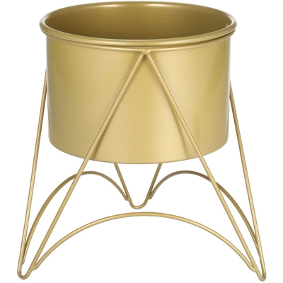 Happyshopping - Vaso per fiori con supporto Vaso per piante in metallo dorato con supporto in metallo dorato per erbe Orchidee Cactus Succulente