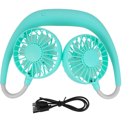 Happyshopping - Ventilatore portatile a mano libera Piccolo mini ventilatore da collo USB ricaricabile a 3 velocita con luce colorata per viaggi