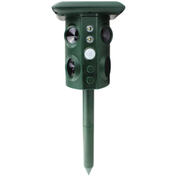Solar Ultrasuoni Repeller per animali da esterno Quattro altoparlanti Meccanico Frequenza d'onda Spavento LED PIR Rilevazione staffa di movimento precio