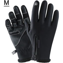 Happyshopping - Guanti invernali caldi in pile antivento impermeabile touchscreen sport ciclismo sci bicicletta guanti da lavoro all'aperto,Tipo,nero en oferta