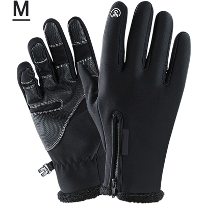 Happyshopping - Guanti invernali caldi in pile antivento impermeabile touchscreen sport ciclismo sci bicicletta guanti da lavoro all'aperto,Tipo,nero