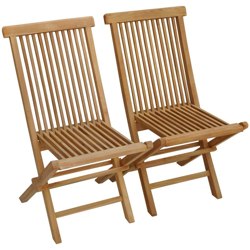 SALENTO - Set di sedie da Giardino Pieghevoli da Esterno in Teak per Tinta Naturale da Esterno - X2 - Teak naturale en oferta