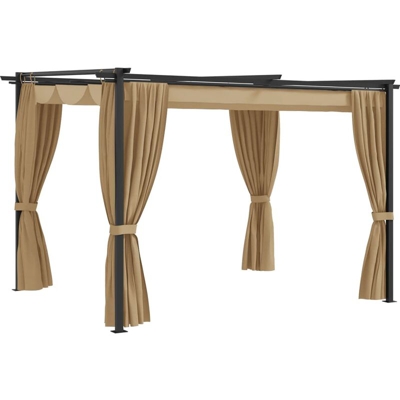 YOUTHUP Gazebo con Tende 3x3 cm Grigio Talpa in Acciaio - Grigio talpa