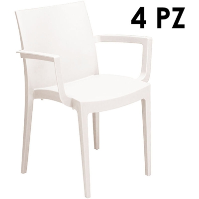 4pz GrandSoleil Sedia con braccioli Poltrona Venice giardino impilabile Bianca