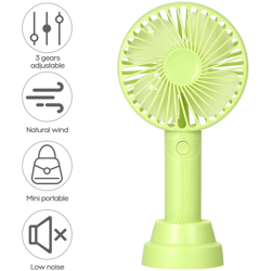 Happyshopping - Mini ventola USB da scrivania a 3 marce con base di supporto portatile per studio a casa da viaggio in ufficio all'aperto,Tipo, verde características