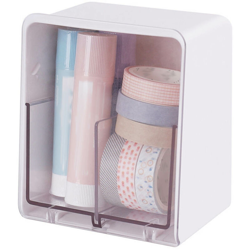 Scatola portaoggetti separata Plastica trasparente Organizer per il trucco Tamponi di cotone antipolvere Portaoggetti per bagno Dispenser per en oferta