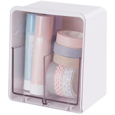 Scatola portaoggetti separata Plastica trasparente Organizer per il trucco Tamponi di cotone antipolvere Portaoggetti per bagno Dispenser per