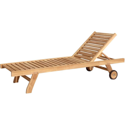 SALENTO - Lounger in teak - prendisole - reclinabile - Due ruote - Solido e resistente alle intemperie - 200 x 65 x 35 cm - peso massimo di 150 Kg en oferta