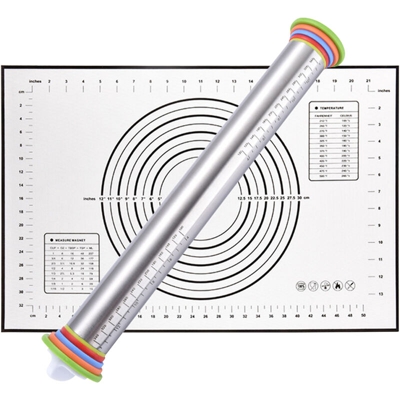 Happyshopping - Mattarelli regolabili Tappetino per pasticceria in silicone per cuocere la pizza Impasto per torta Dolci Biscotti Pasta Utensili da
