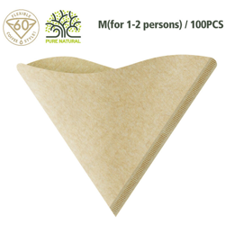 Happyshopping - 100 pz/set a forma di V di carta antigoccia in legno organico caffe in polvere carta da filtro caffettiera a goccia carta da filtro características