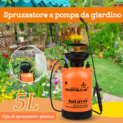 Atomizzatore agricolo pneumatico manuale | Annaffiatoio 5L + asta in plastica (senza manometro) - Annaffiatoio 5L + asta in plastica